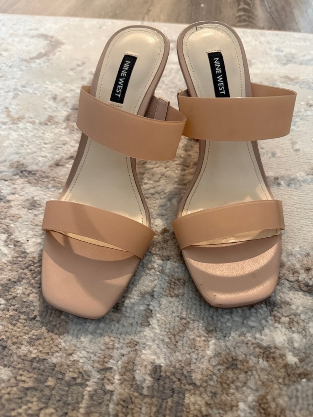 Nine West Nude Lucite Slide Mules